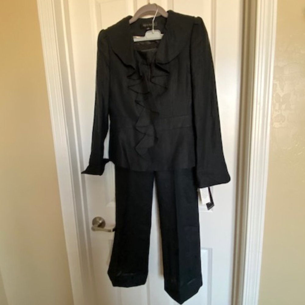 Ane Klein  2 Piece Linen Pant Suit Black  Size  2